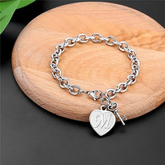 Men's Hip Hop Heart Key Charm Bracelet