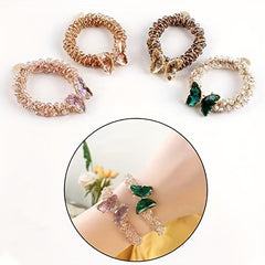 4pcs Butterfly Crystal Hair Ties Dual-purpose Hair Accessories