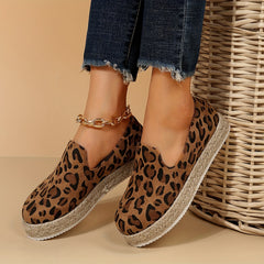 Leopard Print Espadrille Slip On Flatform Shoes