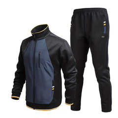 Men's Sports Suit Stand Collar Zip Up Jacket & Shorts