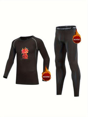 Kids Cartoon Dragon Compression Fleece Sets
