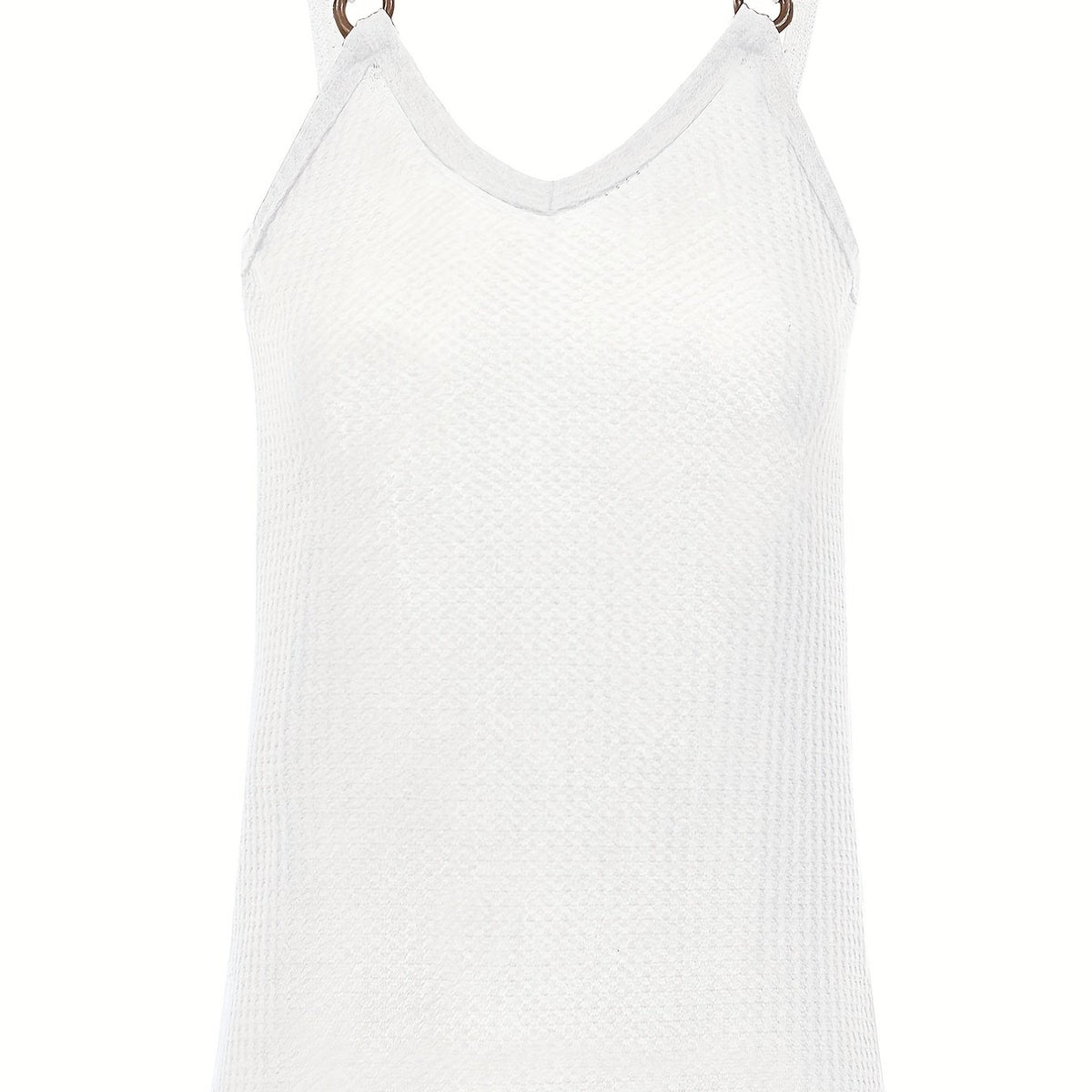 Ring Linked Solid Cami Top V Neck Summer Sleeveless Top