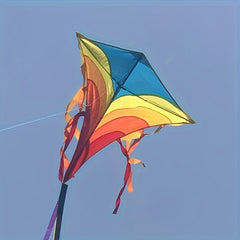 Rainbow Diamond Kite with Long Tails D handle 30m Flying Strings