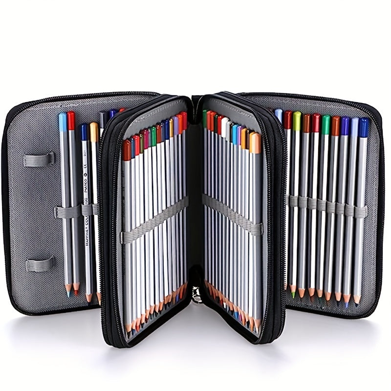 72-Slot Zippered Canvas Pencil Case for Students