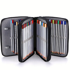 72-Slot Zippered Canvas Pencil Case for Students