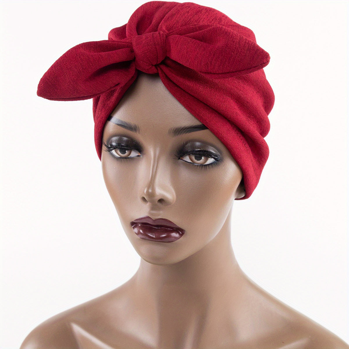 Bow Knotted Turban Cap Solid Head Wrap Hijab Head Scarf Stylish Bandana