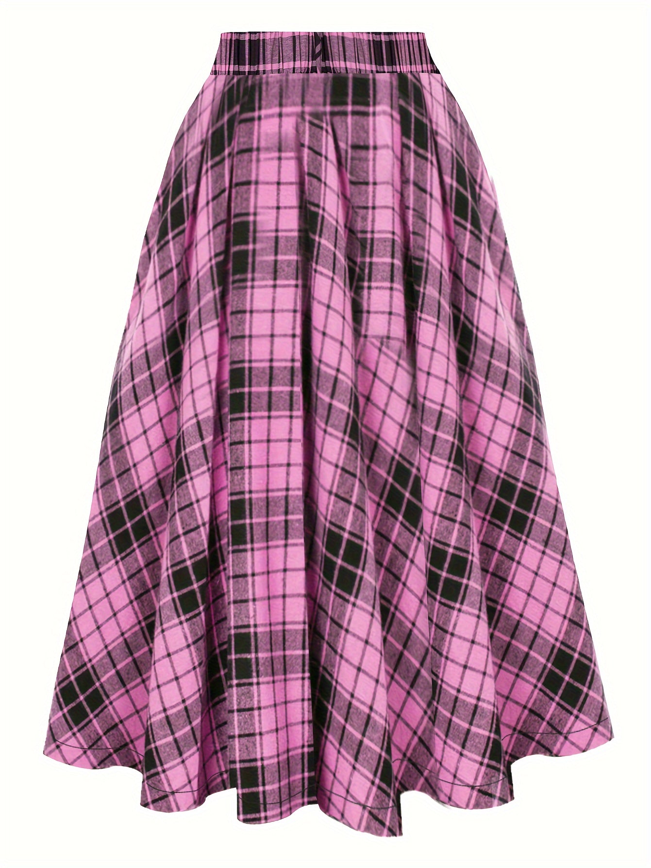  Plaid Print A Line Pleated Skirt