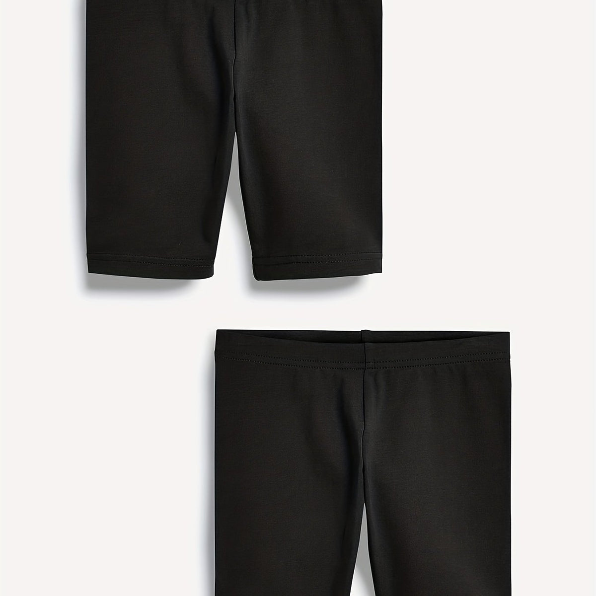 2pcs Toddler Girls Solid Elastic Waist Casual Biker Shorts