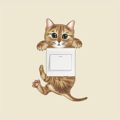 Cat Light Switch Sticker PVC Wall Decal for Home Decor Witch