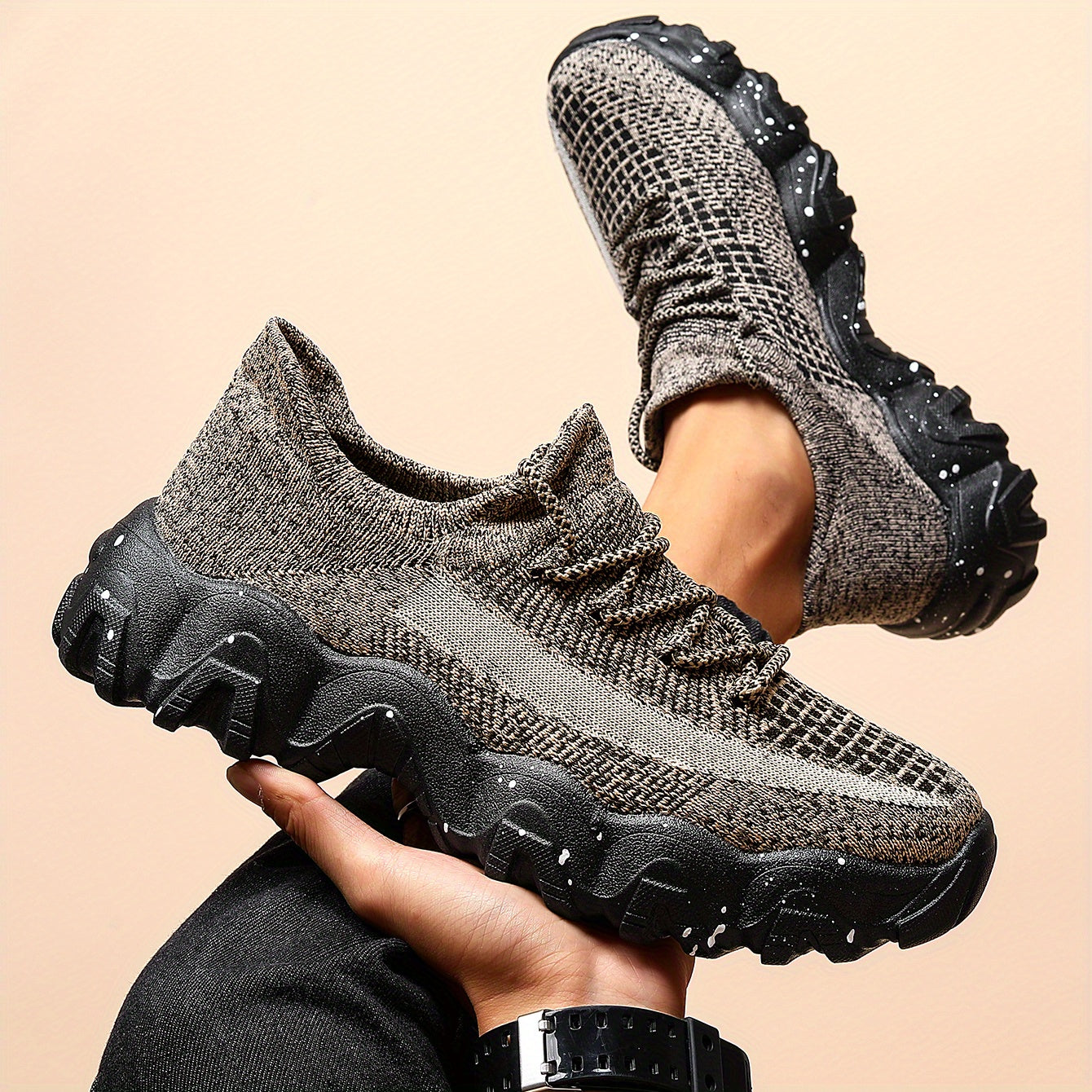 Men's Comfortable Lace Sneakers Casual Sock Elevator Shoes