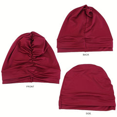 Double Cross Ruched Turban Hat Inner Cap Solid Head Wrap Stretchy