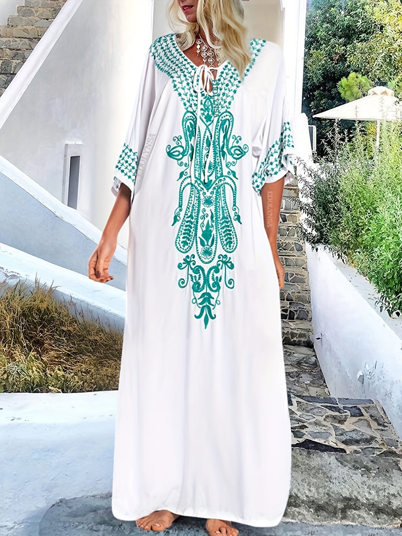 Solid Maxi Dress Split Beach Vacation Dress Women's Clothing