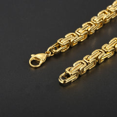 304 Stainless Steel Mens Byzantine Chain Plated Jewelry Set