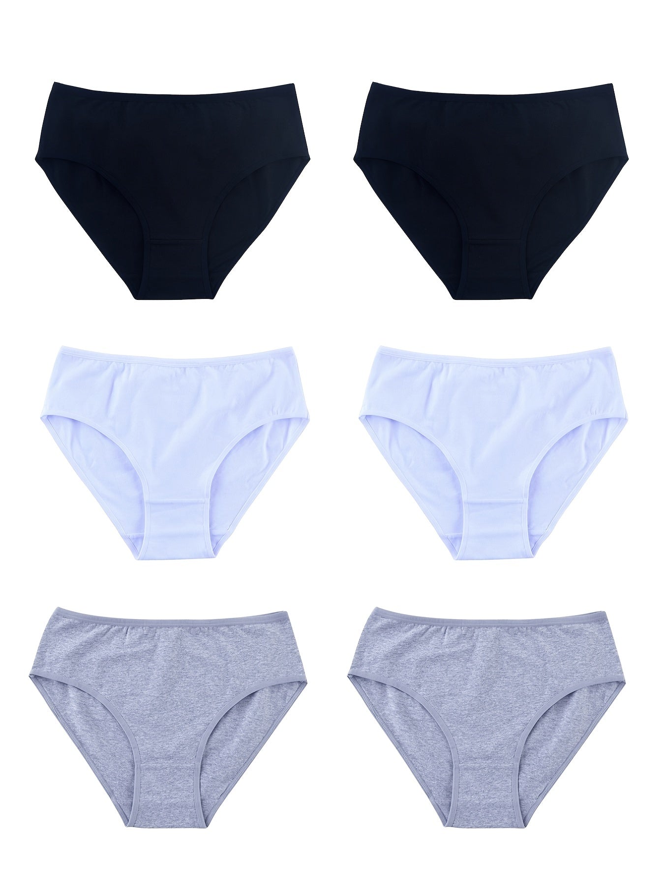6pcs Comfy Solid Briefs Stretchy Intimates Panties