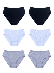 6pcs Comfy Solid Briefs Stretchy Intimates Panties