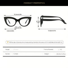 Cat Eye Clear Lens Glasses Women Men with Case