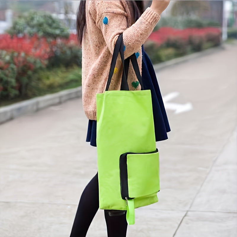 Portable Shopping Cart Bag Foldable Trailer Bag With Wheels