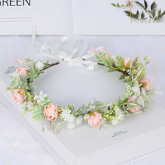 Mediterranean Style Flower Rattan Wreath Headband for Girls