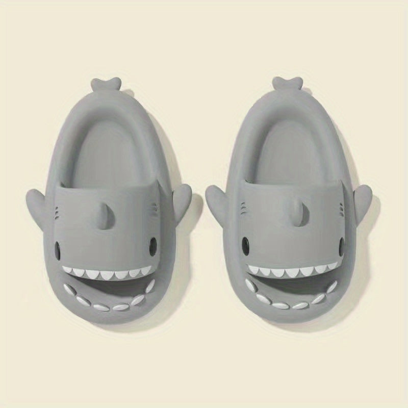 Funny Cartoon Shark Slippers Open Toe Solid Quick Drying Slide Sandals