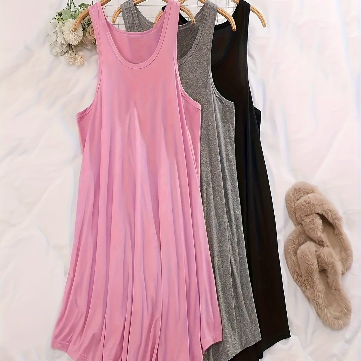 3 Pack Plus Size Basic Sleep Dress Set Women's Plus