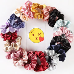 Satin Solid Hair Scrunchies Hair Bobbles Elastics Ponytail Holders