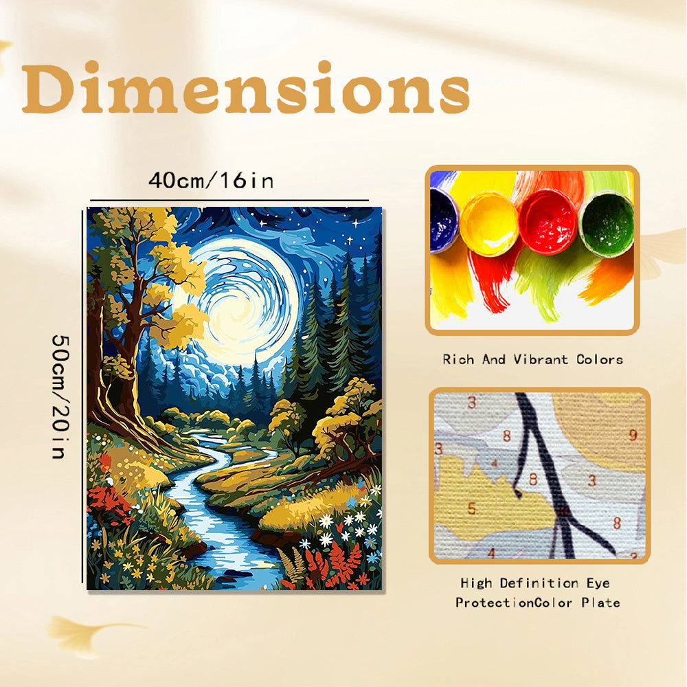 2pcs River Landscape Canvas Art Prints - Sunset & Moonlit Night