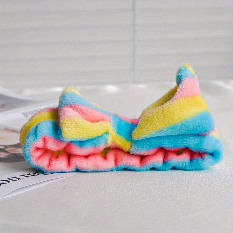 Striped Bowknot Decor Headband Soft Elastic Hair Band for Women Girls