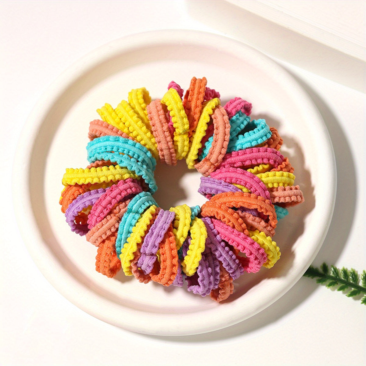50pcs Baby Girls Ruffled Hair Tie Candy Hair Rope Ponytail Holder
