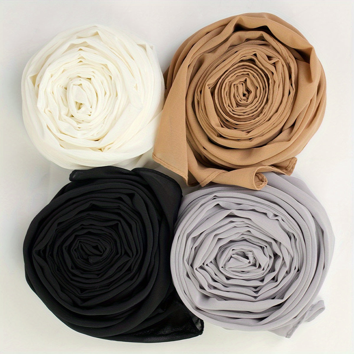4pcs Chiffon Scarf Solid Hijab Thin Breathable Shawl Women Casual Headscarf