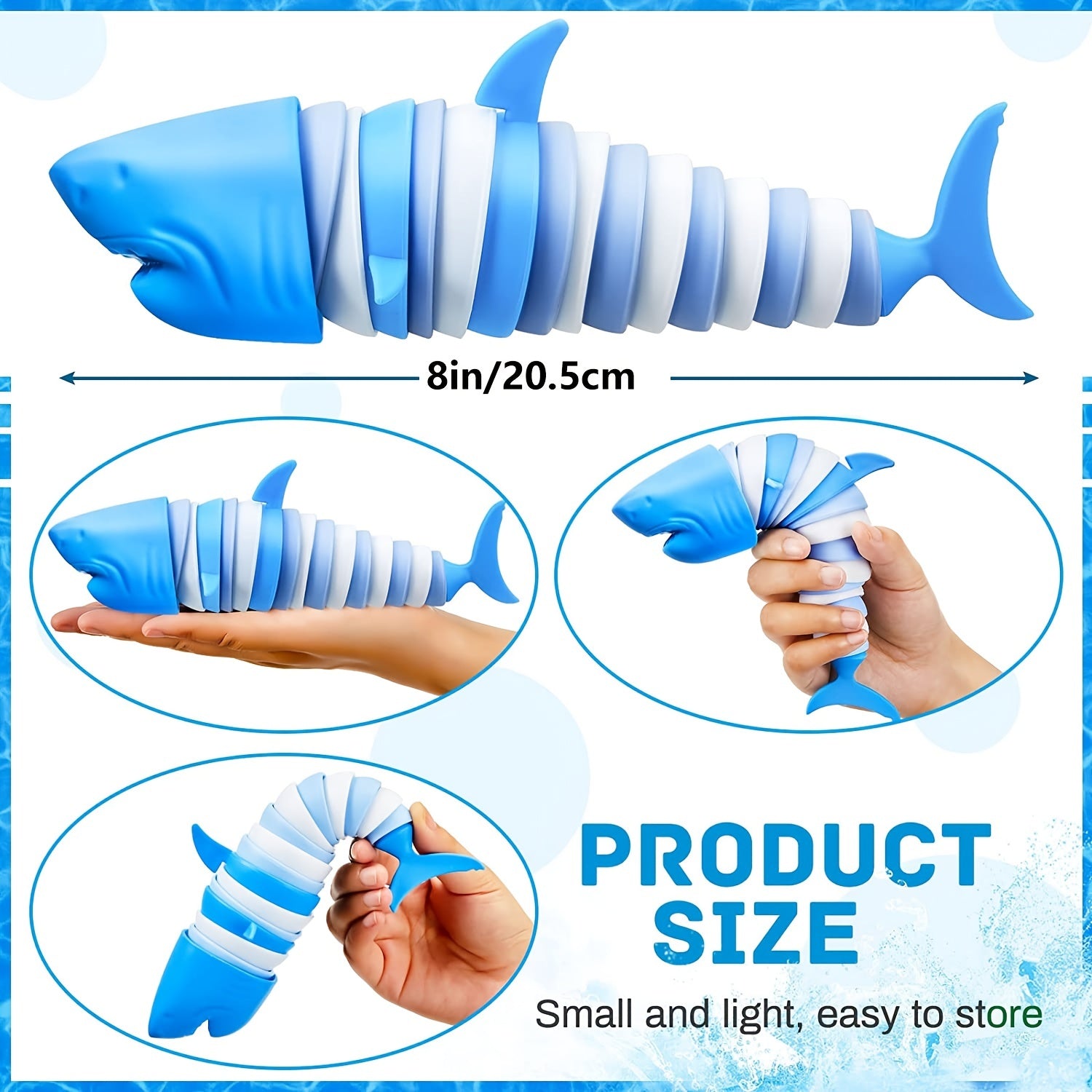 Stretch Shark Stress Reliever Fidget Slug Toy for Adults & Kids