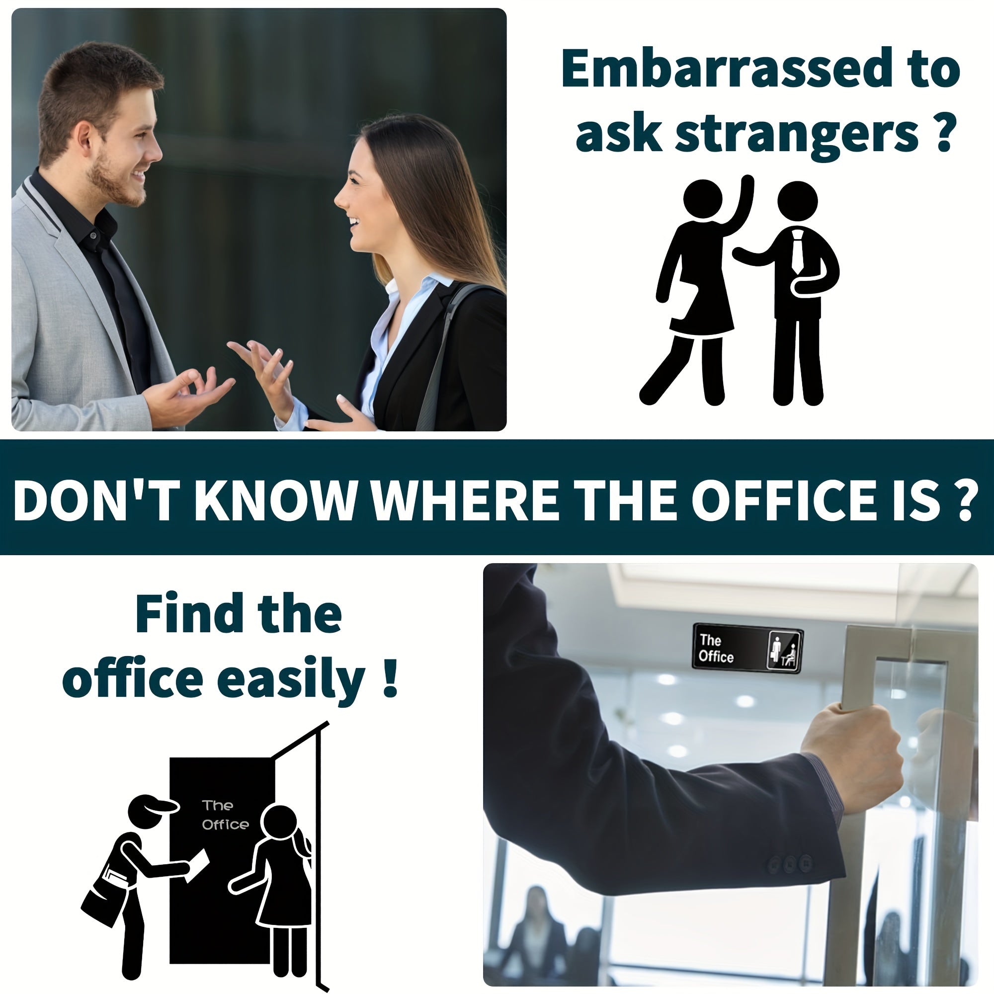 Office Sign Self Adhesive 22.86x7.62cm Acrylic Door/Wall Installation