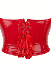 Red Strapless Corset Deep V Lace Up Body Shaper Women's Lingerie