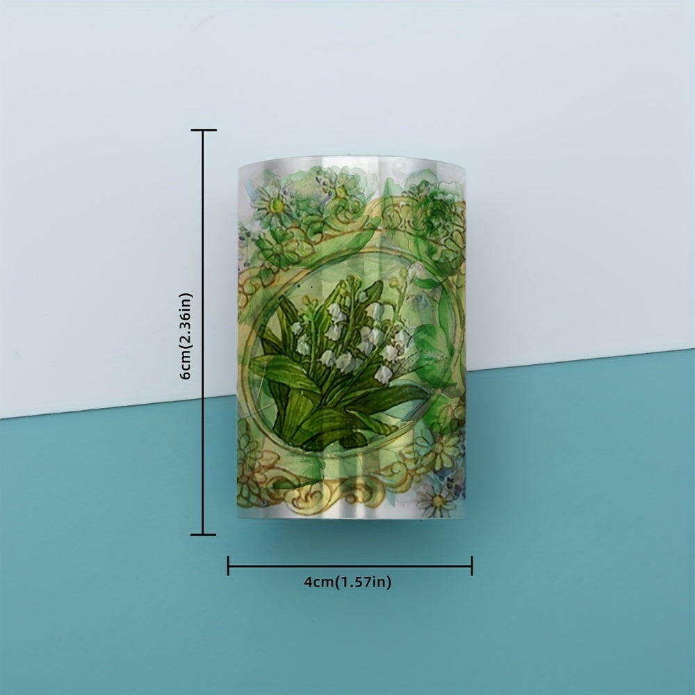 PET Tape 3M 3D Lily Valley Flower Stickers Journaling Colored Masking Tape