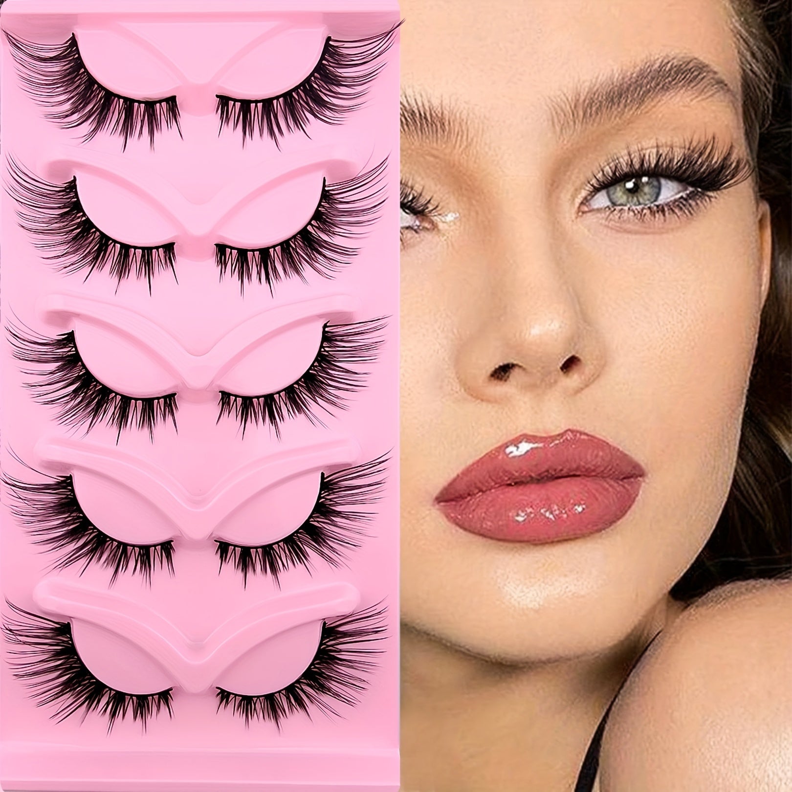 5 Pairs Natural Fluffy Cat Eye False Eyelashes Angel Wings