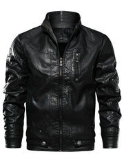 Men's PU Leather Zipper Jacket Coat