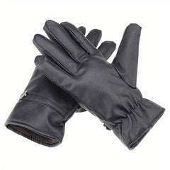Winter Thickened Riding Gloves Warm Touch Screen Leather Gloves