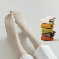 5 Pairs Solid Socks Women's Mid Tube Stockings