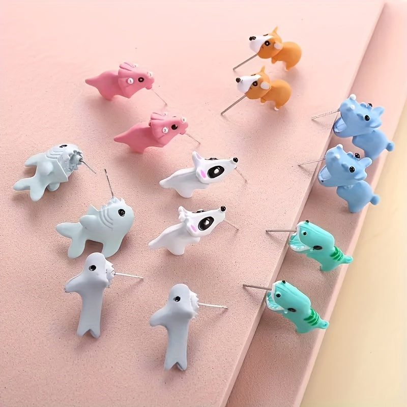 Animal Cartoon Stud Earrings Funny Bite Ear Piercing Jewelry