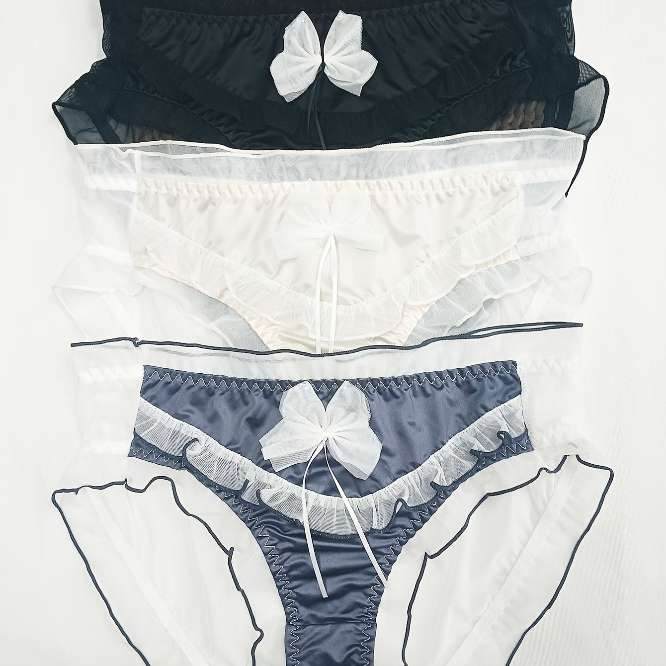 3pcs Contrast Mesh Briefs Comfy & Breathable Intimates Panties