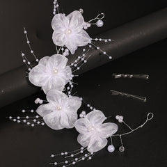 Red Rose Hair Accessory with Soft Bow Headpiece for Wedding