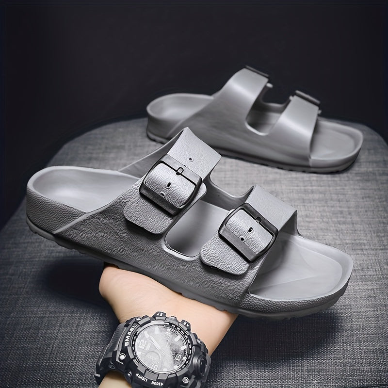 Men's Two Band Slide Sandals - Casual Non Slip Open Toe Shoes