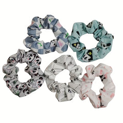 5pcs Large Cartoon Pattern Scrunchie Hair Tie Hair Rope Female Hair Accessories