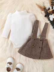Preppy Style Baby Girls Top and Skirt Set for Autumn