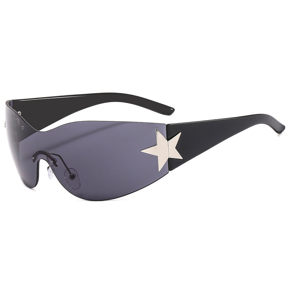 Rimless Y2K Sunglasses Wrap Around Oversized Frameless Sun Glasses
