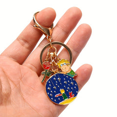 Metal Rose Keychain Starry Keychain Keyring Pendant Gift For Men Women