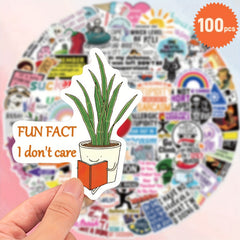 100 Pack Satirical Graffiti Vinyl Stickers - Fun Designs for Laptops, Water Bott