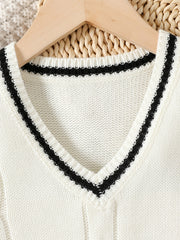 Kids Sleeveless V Neck Knitted Sweater Vest