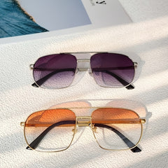 Retro Oversize Metal Pilot Sunglasses UV400 Sun Glasses for Men