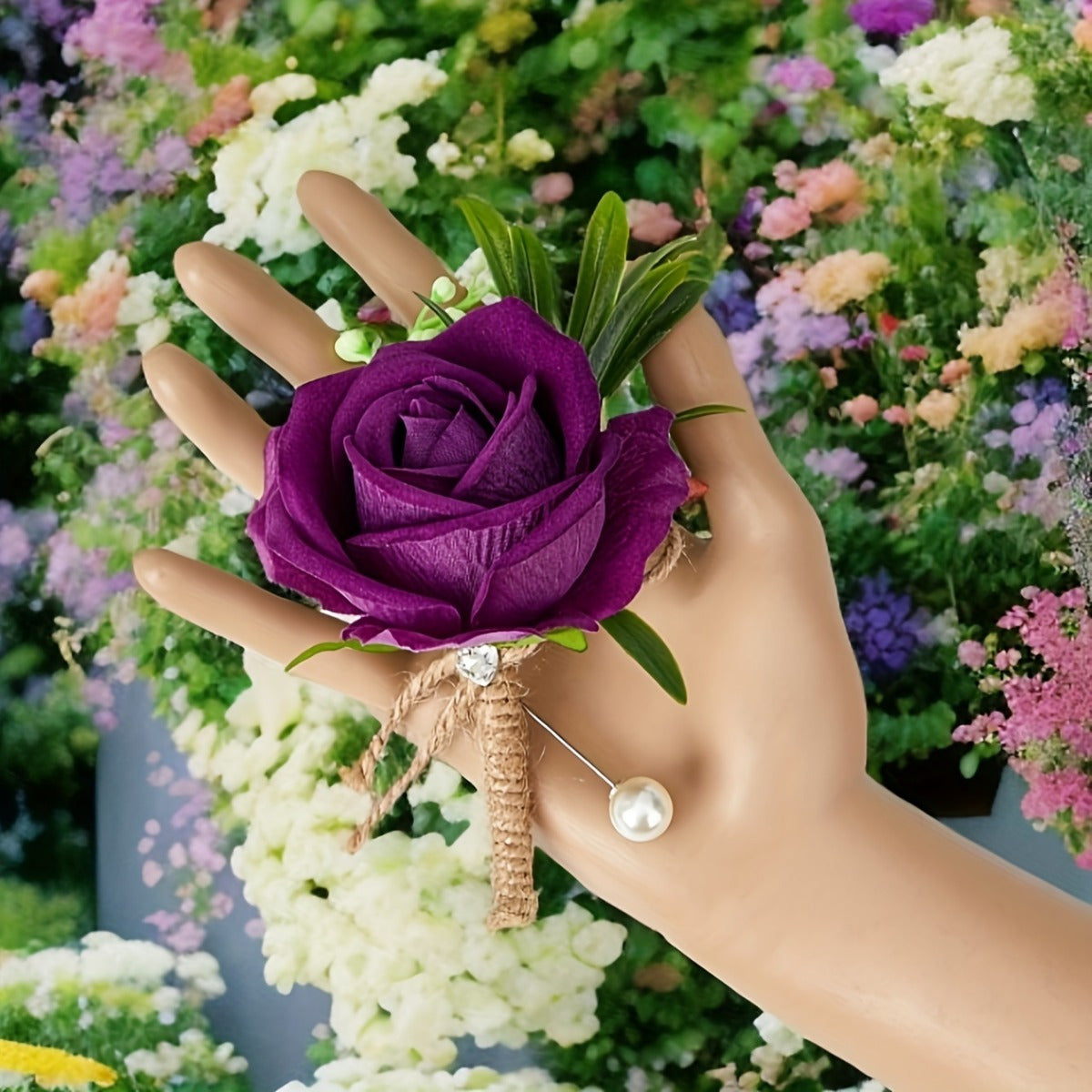 European Wedding Groom Chest Flower Brooch