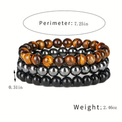 Men's Bronze Tiger Eye Agate Stone Set Bullet